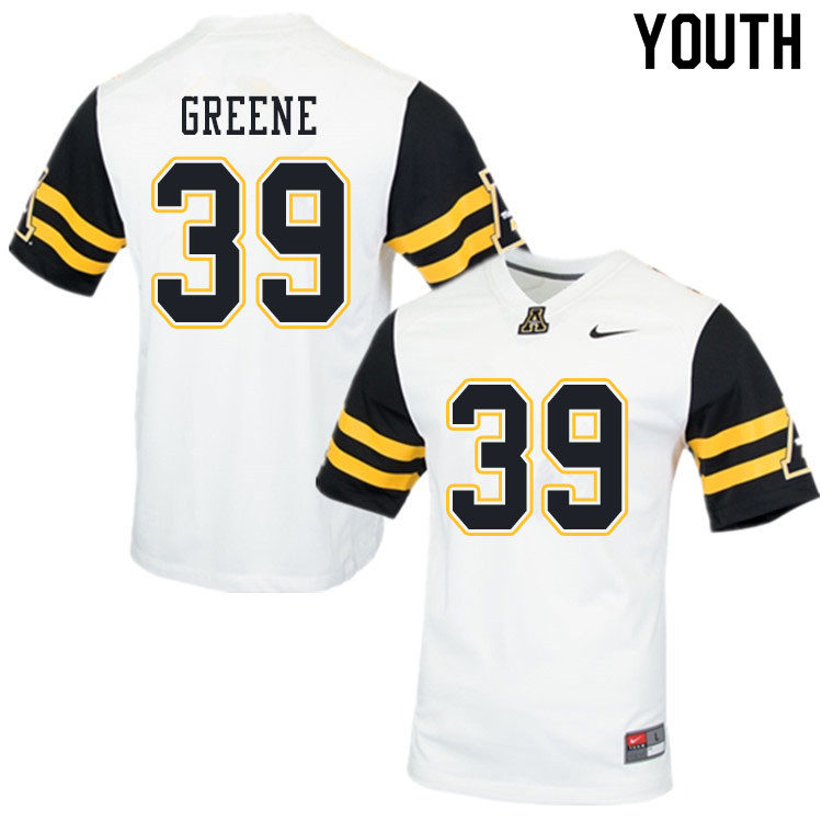 Youth #39 Jackson Greene Appalachian State Mountaineers College Football Jerseys Sale-White - Click Image to Close